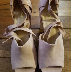 Open toe block heels